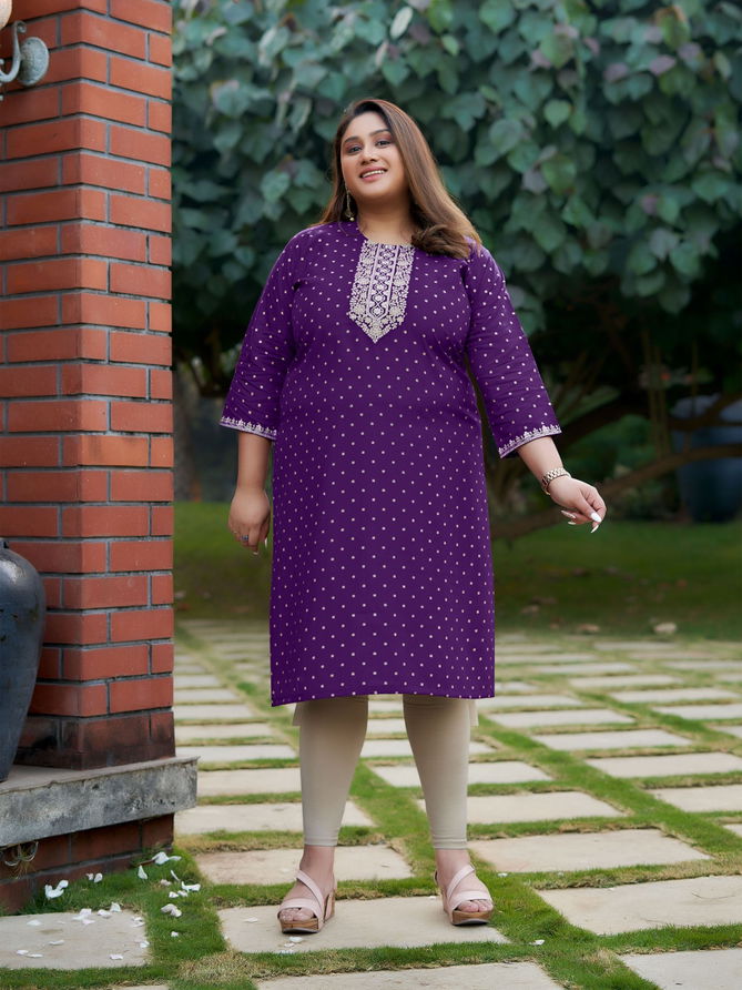 Plus Ghazal By Aanchi Straight Cut Neck Embroidery Kurtis Wholesale Price